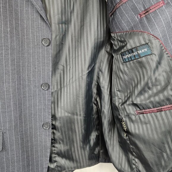 Giani Franco Mens 44R Suit Jacket Dk Gray Vertical Pin Striped Super Fine Yarn - Picture 14 of 16